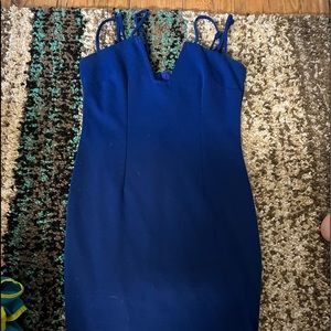 Tight fitting blue dress